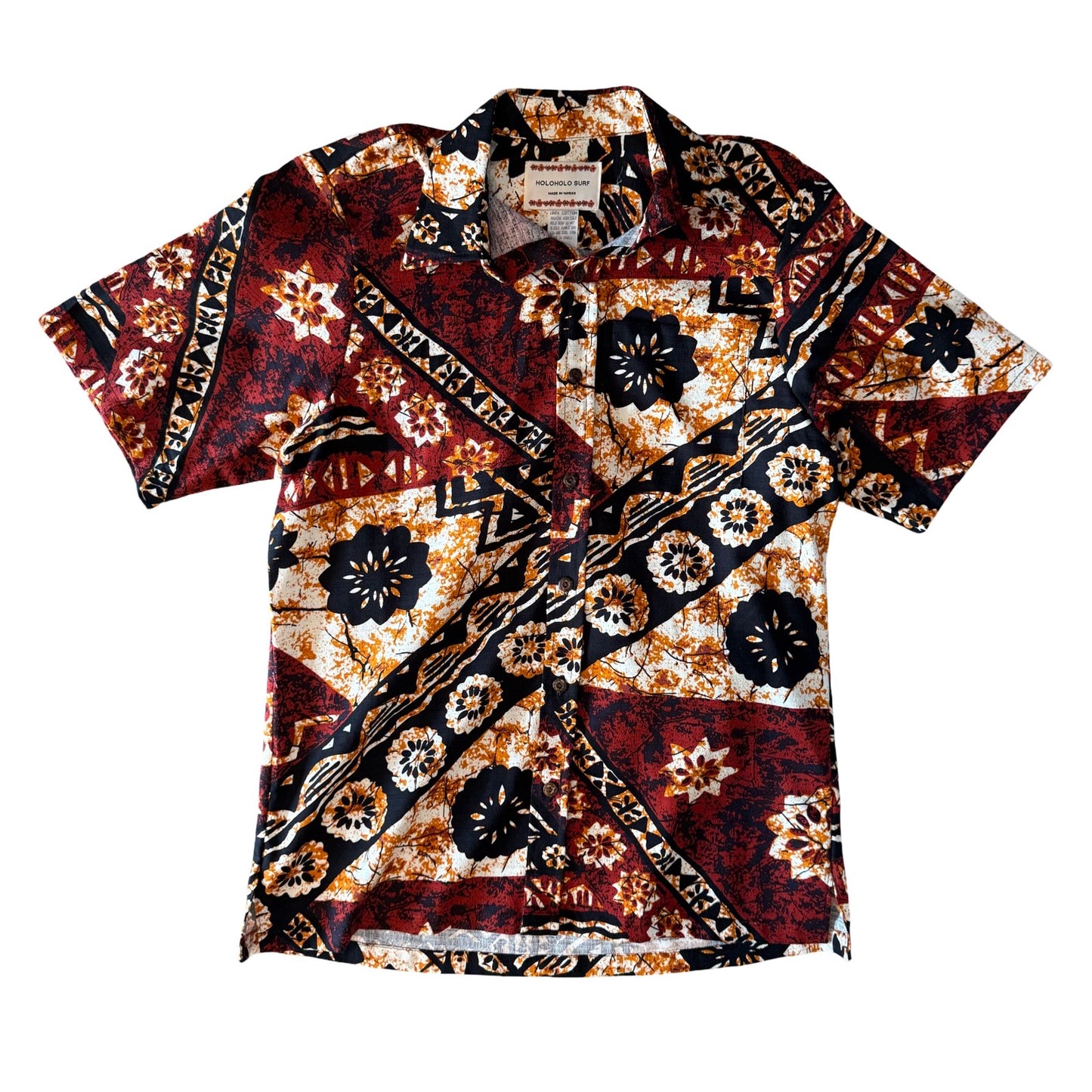 Mens Aloha Shirt - Brown Tapa