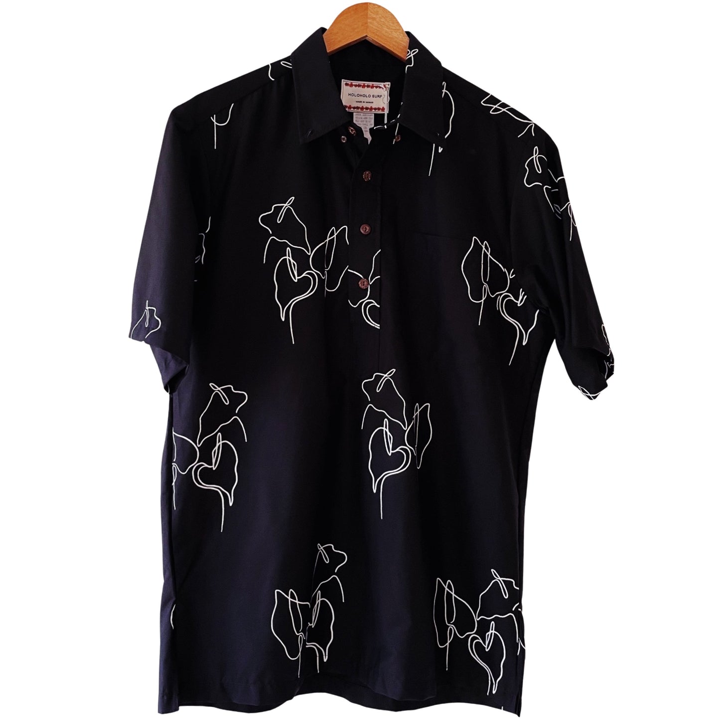 Men's Aloha Shirt - Black Anthurium