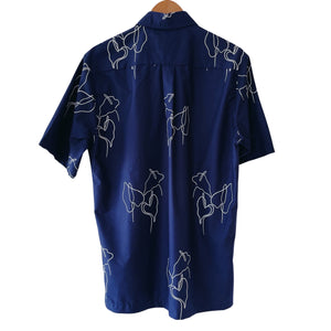 Men's Aloha Shirt - Navy Anthurium