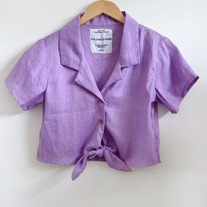 Aloha Button Crop - Purple Linen