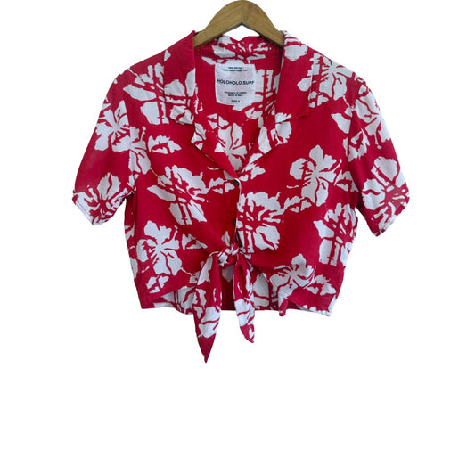 Aloha Button Crop - Batik Flower