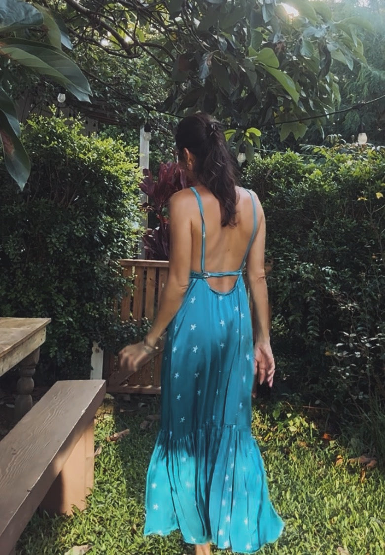 Haweo Dress - Turqoise Silk