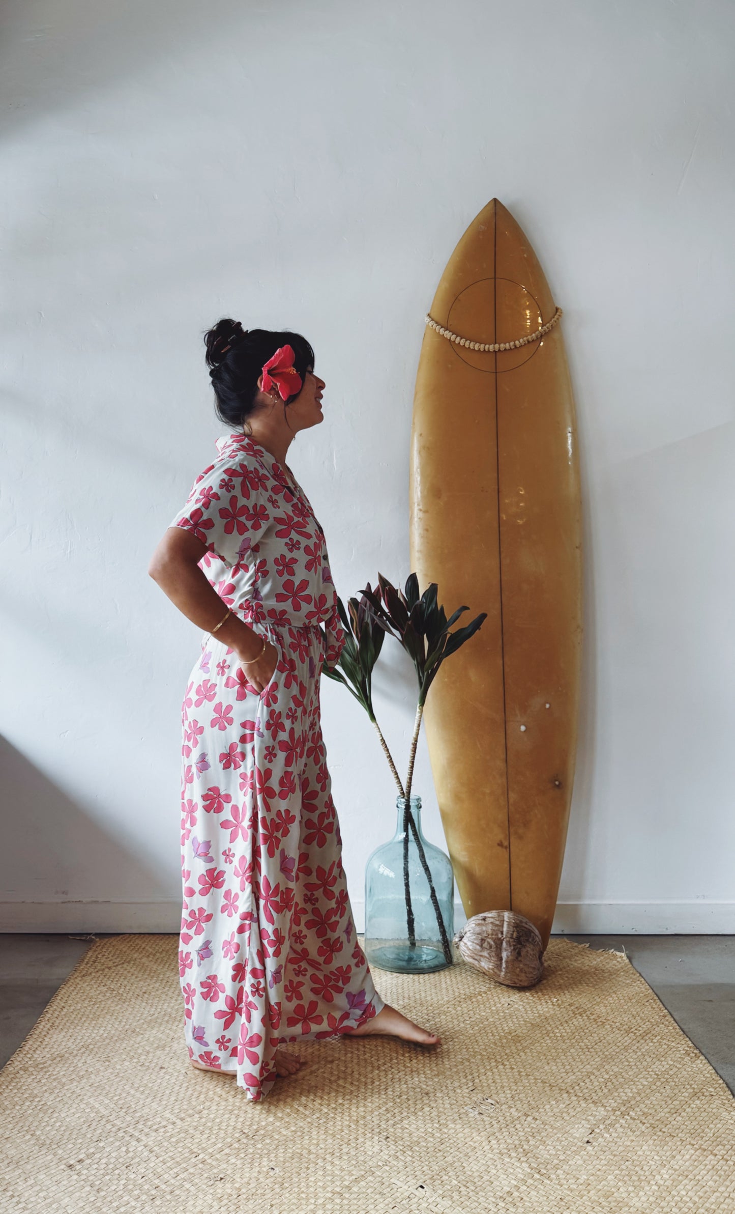 Aloha Button Crop - Pualii Pink