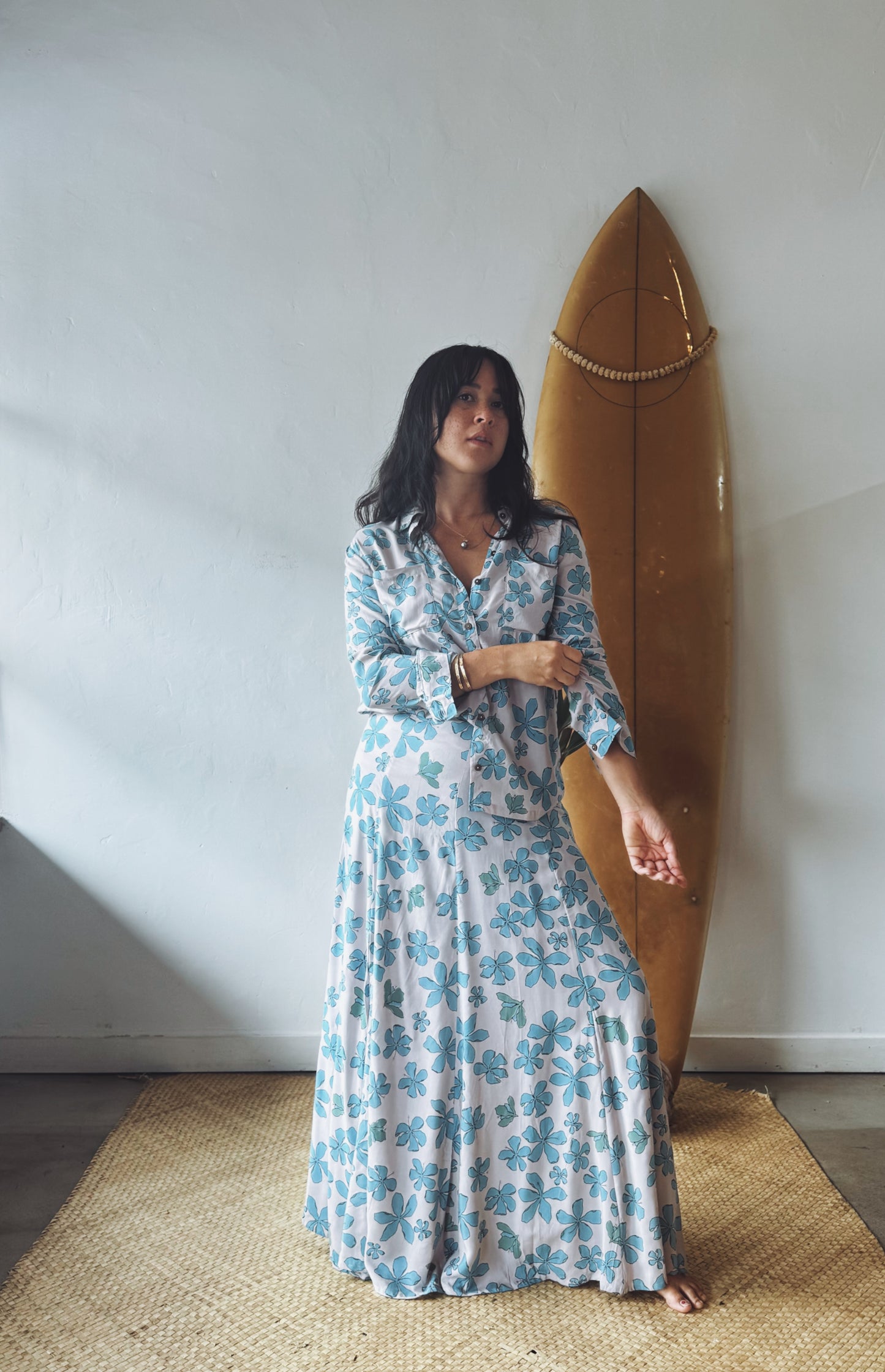 Long Sleeve Aloha Shirt - Pualii Blue