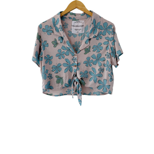 Aloha Button Crop - Pualii Blue