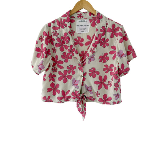 Aloha Button Crop - Pualii Pink