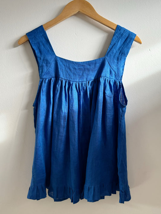 Lea Top - Blue Linen
