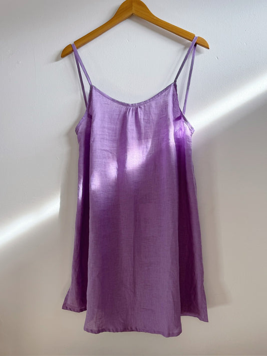 Kaione Short Dress - Purple Linen