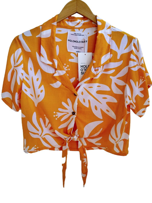 Aloha Button Crop - Lauae Orange