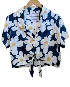 Aloha Button Crop - Puakala Navy