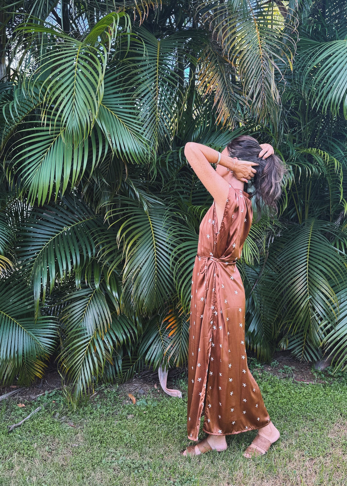 Kaftan Dress - Brown Silk