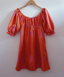 PAANI DRESS - Orange / Pink Abstract Tiare