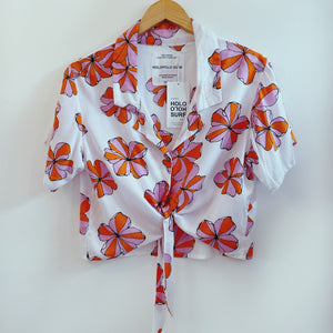 Aloha Button Crop - Retro Ilima White