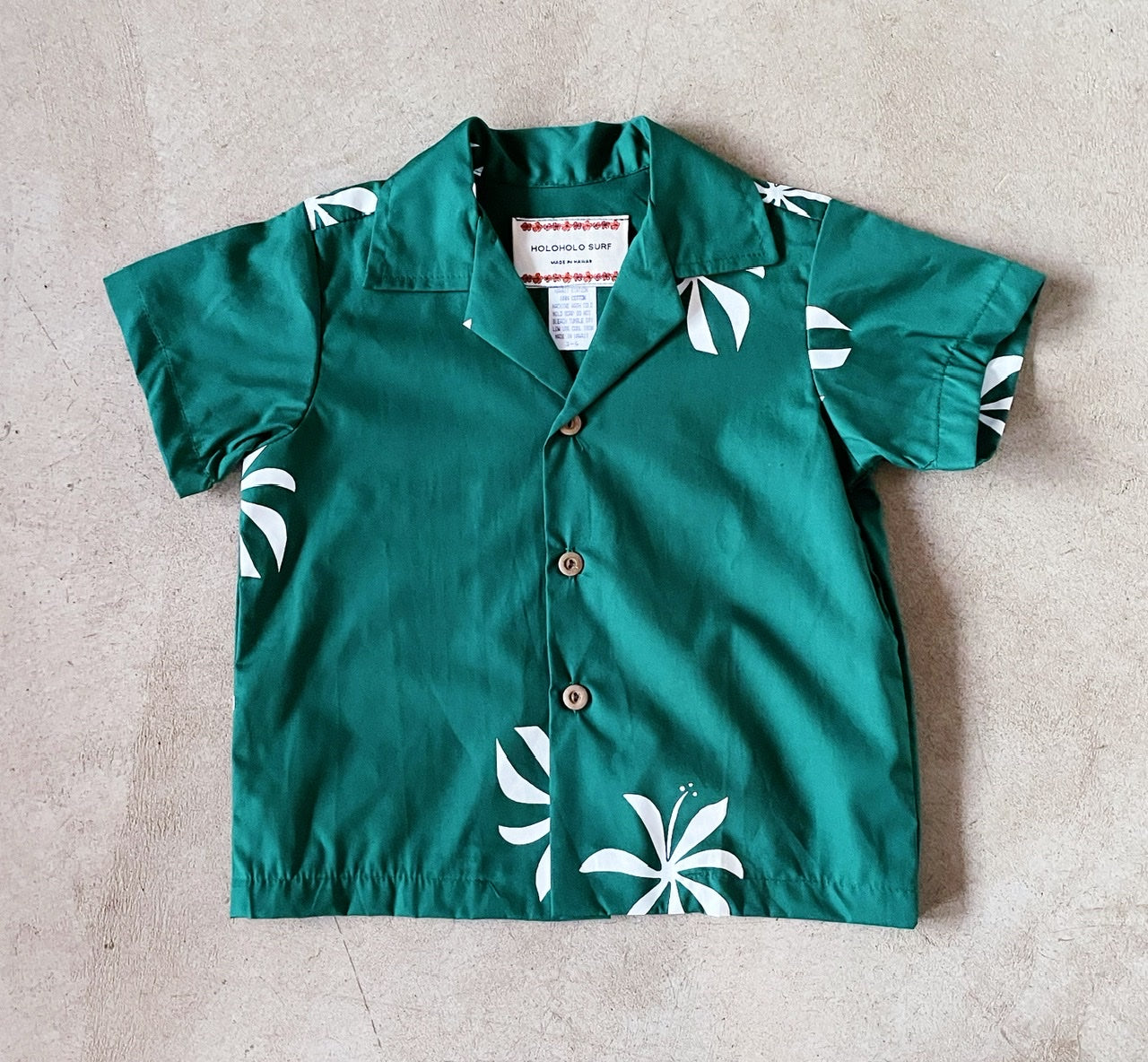 KEIKI ALOHA SHIRT - Green/White Abstract Tiare